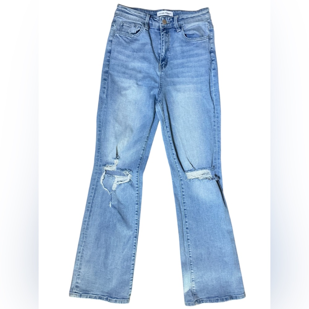 Flying Monkey Flare Jeans Light Wash Distressed High Rise Size 27